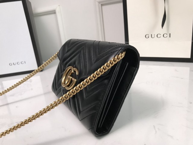 Gucci經典款女包 474575 古馳Marmont系列單肩鏈條包 Gucci全皮迷你小挎包  gqy3943